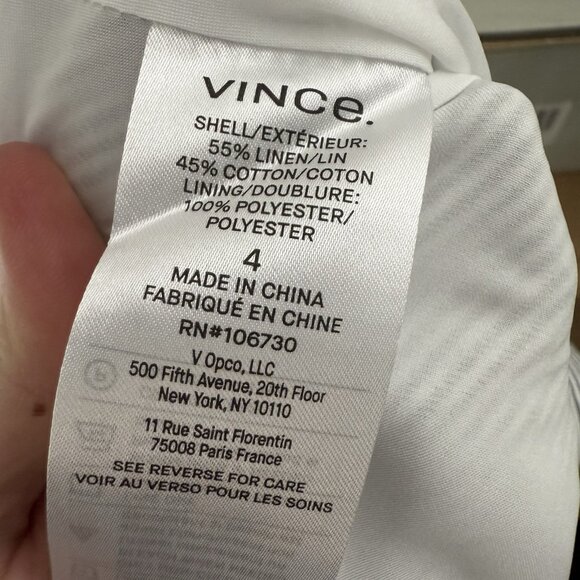 Vince Striped Cotton Linen Midi Dress Size 4 Gray White Summer Casual - Picture 9 of 9